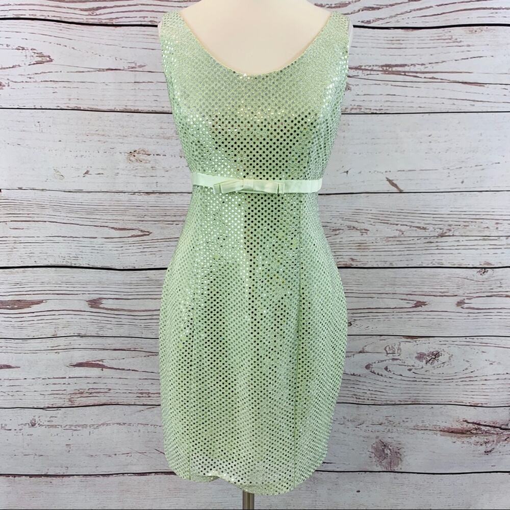 Be Smart sequin green sheath dress sparkles